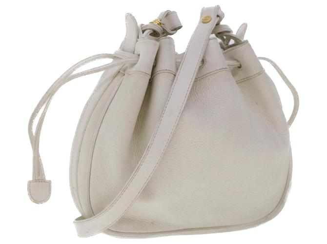GUCCI Shoulder Bag Leather White Auth am4457  ref.948932