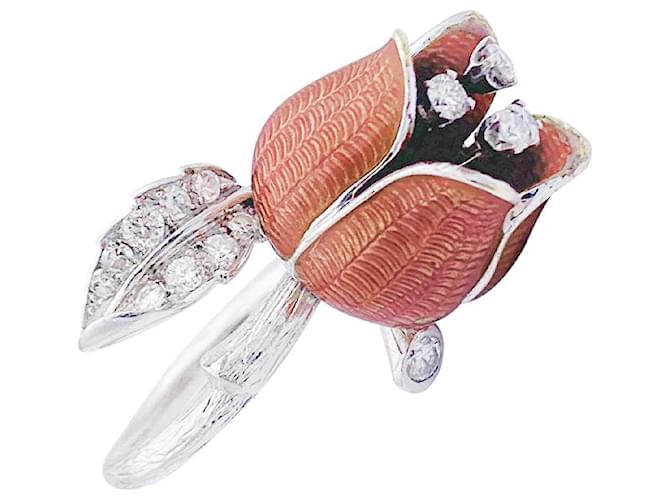 Boucheron Ring, "Eglantine", ct Gold, Platin, Diamanten, Email. Emaille  ref.948936