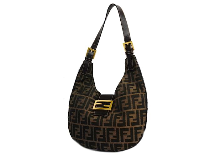 Fendi Sac à bandoulière Cuir Toile Nylon Marron  ref.948946