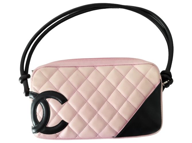 Pochette Chanel Cambon in pelle rosa e nera