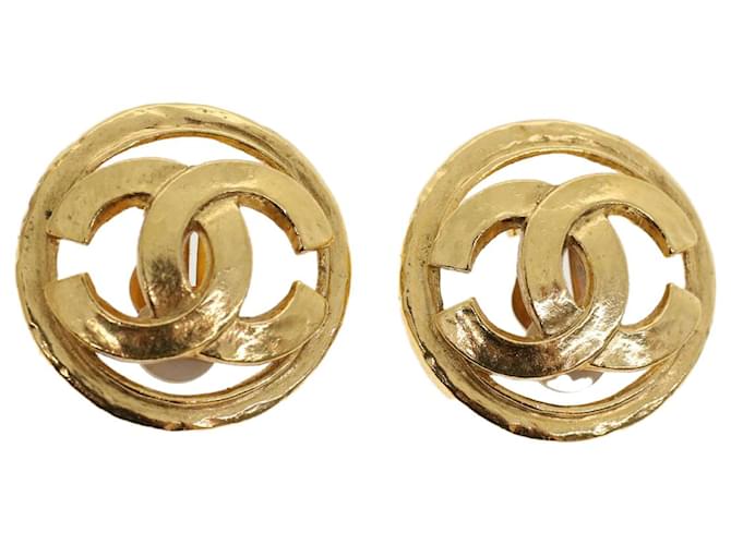 CHANEL COCO Mark Earring Gold CC Auth ar9579 Golden Metal  ref.949123