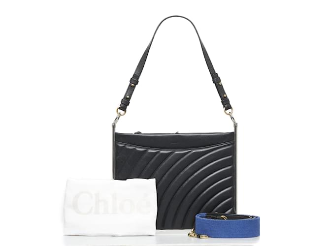 Chloé Roy Leather Quilted Shoulder Bag Black Pony-style calfskin  ref.949241