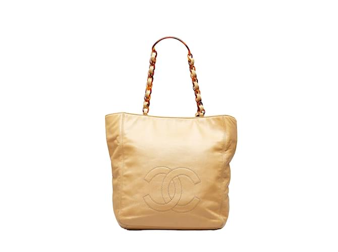 Chanel Vintage Lambskin Leather CC Logo Tote Bag