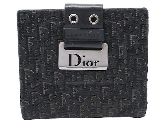 CHRISTIAN DIOR Small Vibe Voyageur Calfskin Leather Card Holder Blue