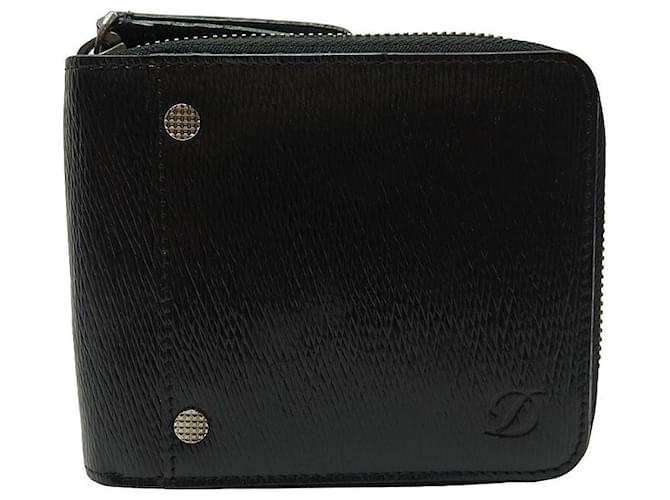 ST DUPONT ZIPPED LEATHER DIAMOND TIP BLACK LEATHER WALLET WALLET  ref.949397