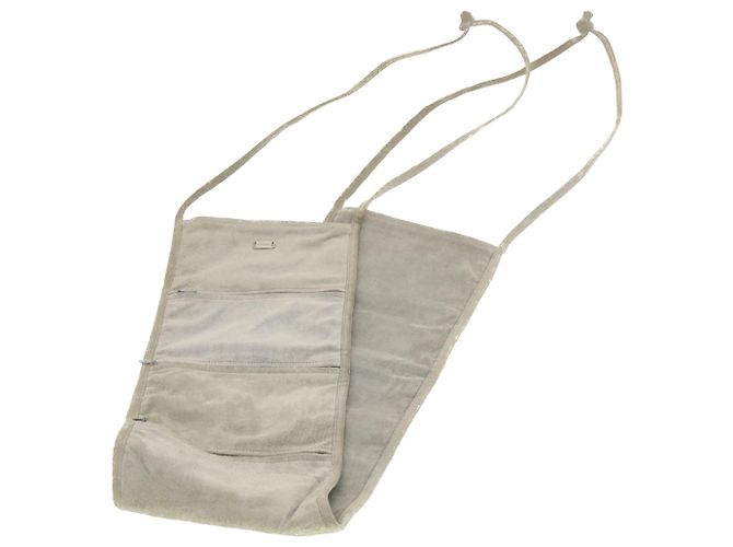 CHANEL Pochette Murale Suede Gris CC Auth bs5681 Marron