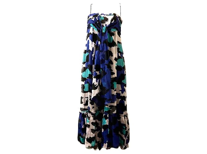 Diane Von Furstenberg DvF Tarot silk dress, maxi Black Blue  ref.948948