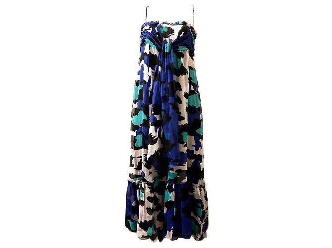 Diane Von Furstenberg Vestido de seda DvF Tarot, maxi Preto Azul