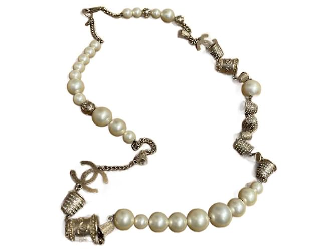 Chanel Long necklaces Gold hardware Metal Pearl  ref.949092