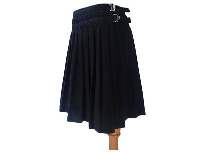 Falda de lana plisada negra Burberry Negro