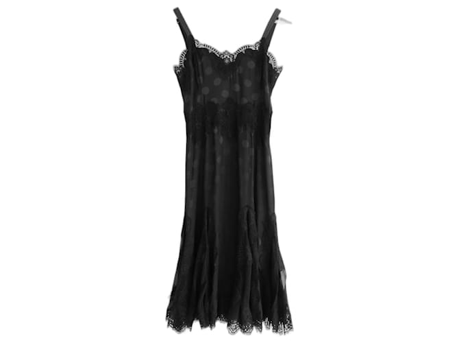 Schwarzes, gepunktetes Kleid aus Seide und Spitze von Dolce & Gabbana  ref.949200