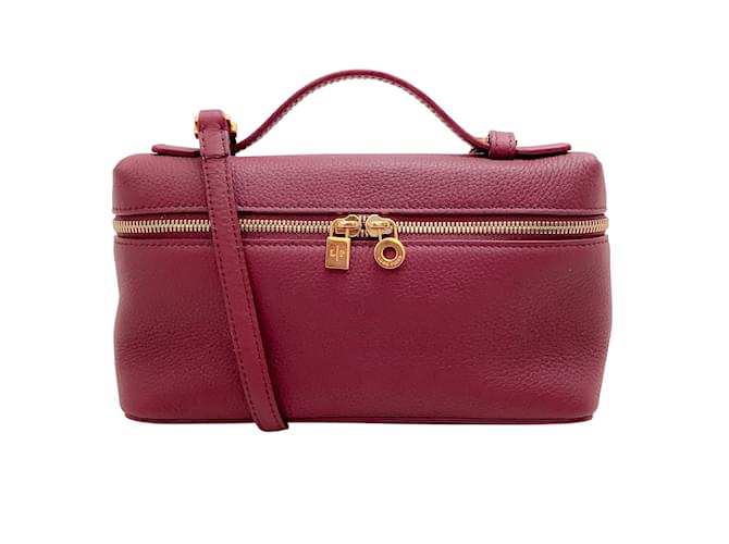 Loro Piana Burgundy Leather L19 Extra Pocket Pouch with Strap Red  ref.949626