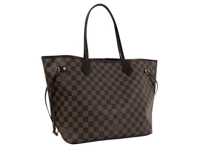 Louis Vuitton Damier Ebene Neverfull MM Canvas Tote Bag N51105 in Good condition Brown Cloth  ref.949683
