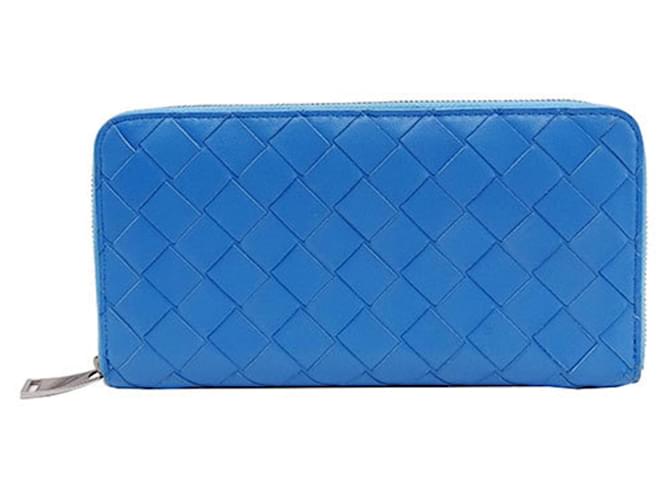 Bottega Veneta Zip around wallet Blue Leather  ref.950104