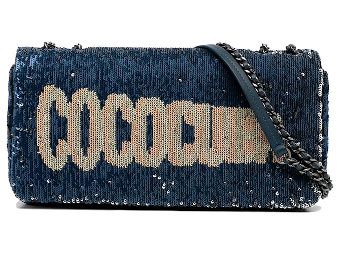 Chanel Sequin Quilted Medium Chanel 19 Flap Light Blue