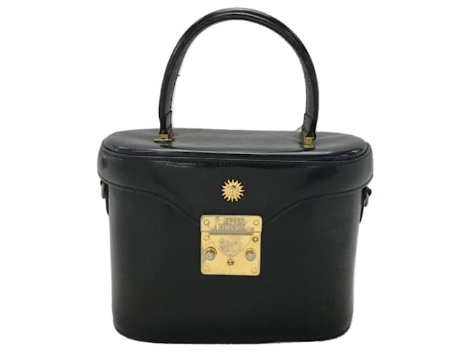 *Gianni Versace Handtasche aus schwarzem Leder  ref.950638
