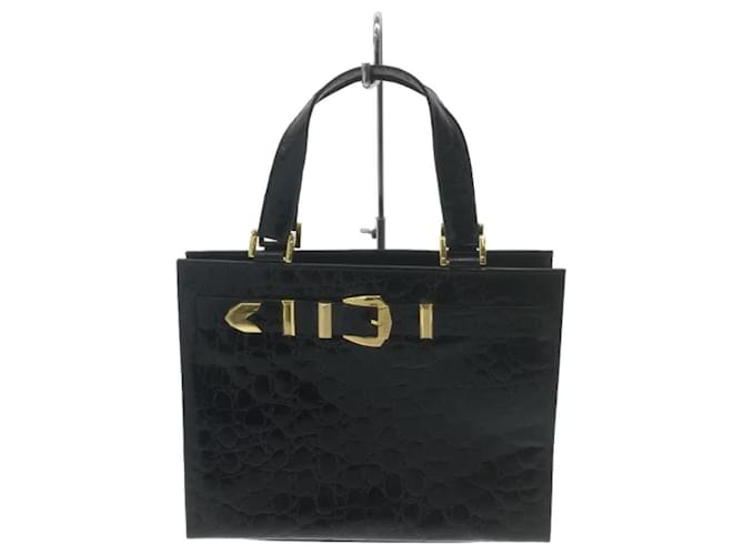 **Bolso de cuero negro con relieve de cocodrilo de Gianni Versace  ref.950642
