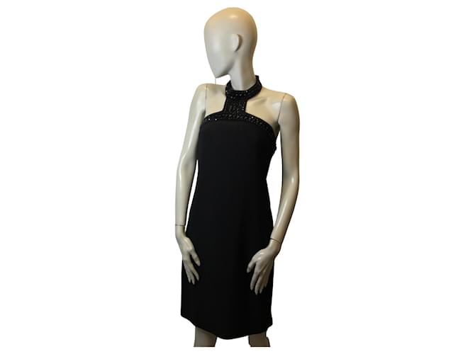 Marella rhinestone dress Black Polyester Elastane  ref.950659