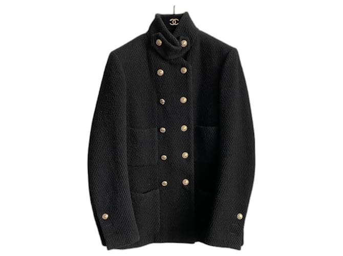 Cambon Chanel Jacket / Caban Black Wool  ref.950667