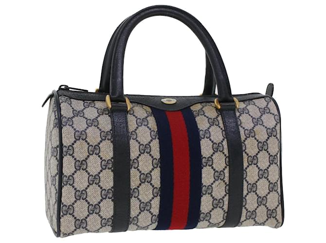 GUCCI Vintage Sherry Line Navy Blue Monogram Tote