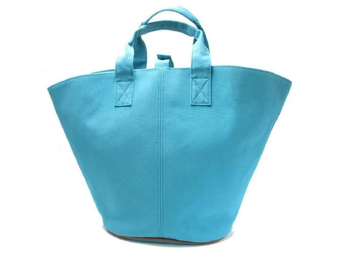 Hermès *** Bolsa Tote Hermes Azul Claro com Bolsa Lona  ref.950819