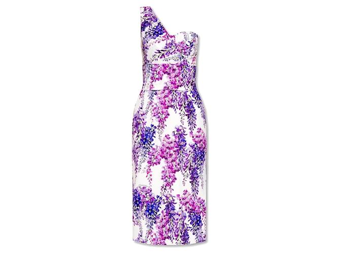 Dolce & Gabbana Bustier-Kleid mit Flieder-Print Lila Viskose  ref.950830