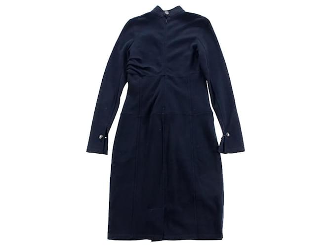 ***CHANEL Mid-Length Knit Dress Navy blue Wool Nylon Rayon  ref.950856