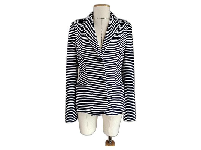 Ralph Lauren Navy Blue White Striped Blazer