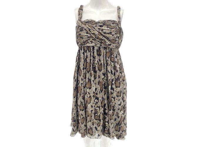 Céline Vestido Celine T.FR 38 Seda Marrom