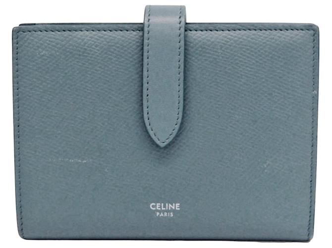 Céline Celine Geldbörse mit mittlerem Riemen Marineblau Leder  ref.951224