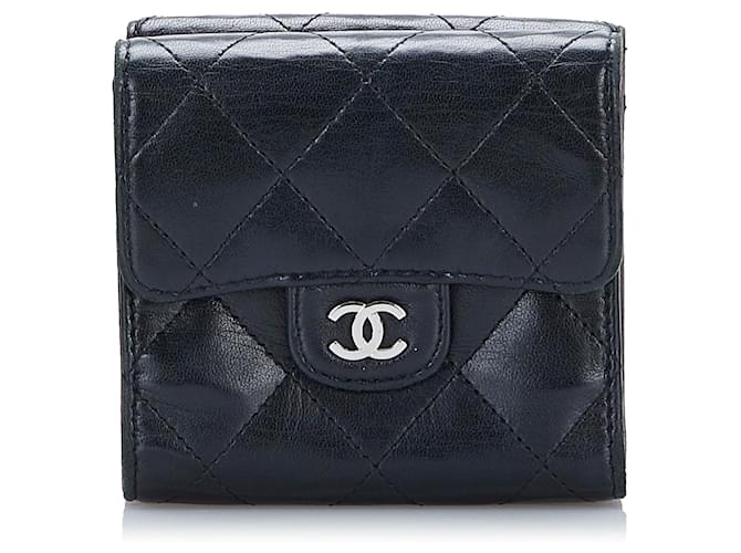 Chanel Black CC Flap Lambskin Wallet Leather ref.951390 - Joli Closet