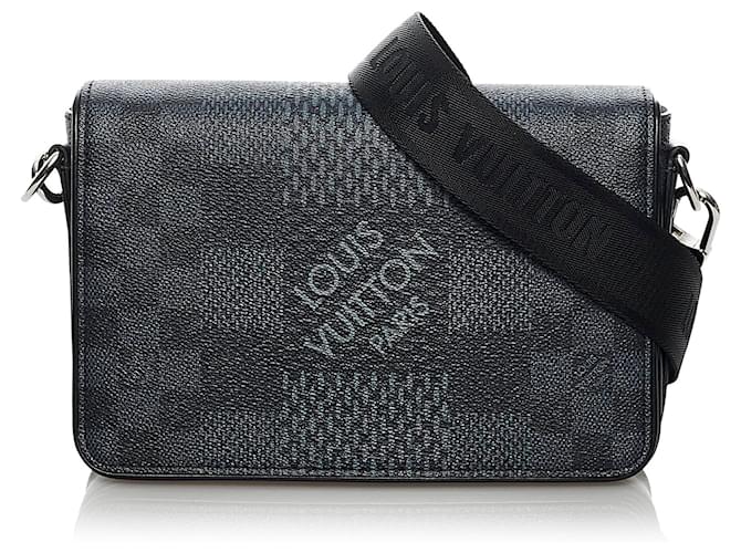 Louis Vuitton Black Damier Graphite 3D Studio Messenger Grey Cloth