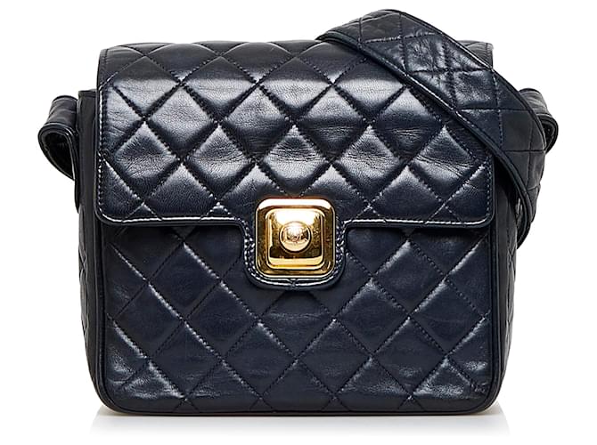 Chanel Black Box Quilted Lambskin Flap Crossbody Leather ref