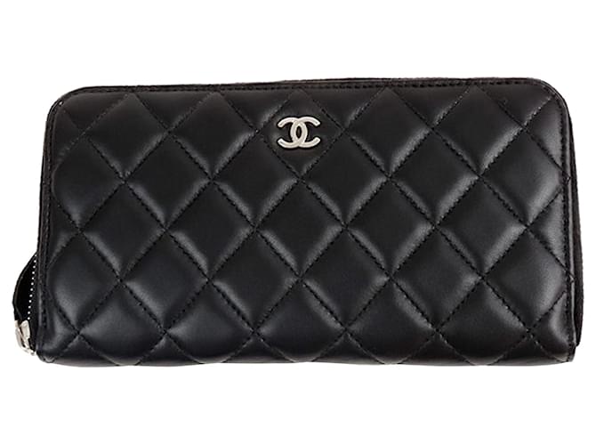Chanel Black CC Matelasse Lambskin Leather Wallet ref.951547