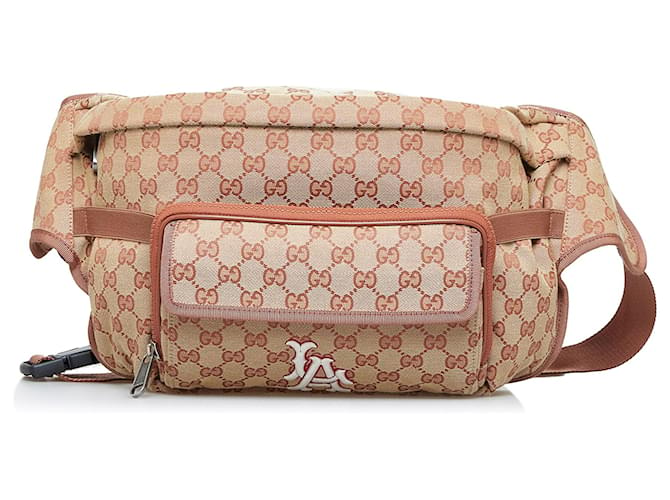 Gucci Brown X MLB GG Canvas LA Dodgers Convertible Belt Bag Beige