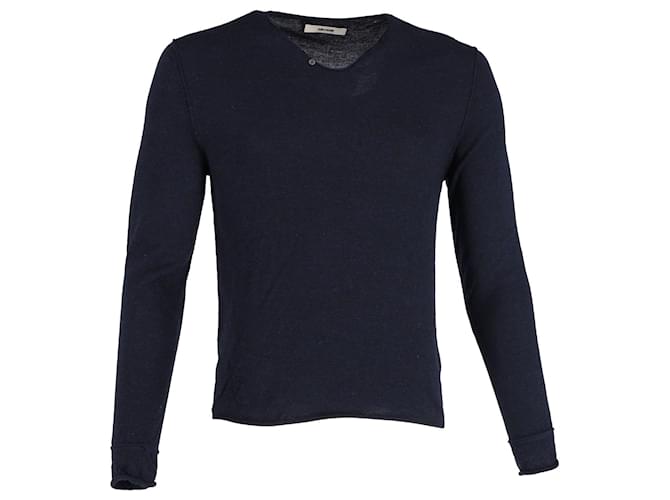 Zadig & Voltaire T-shirt Monastir Vert en Laine Bleu Marine  ref.951681