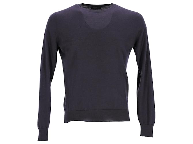 Suéter de tricô Prada com gola redonda em algodão preto  ref.951683