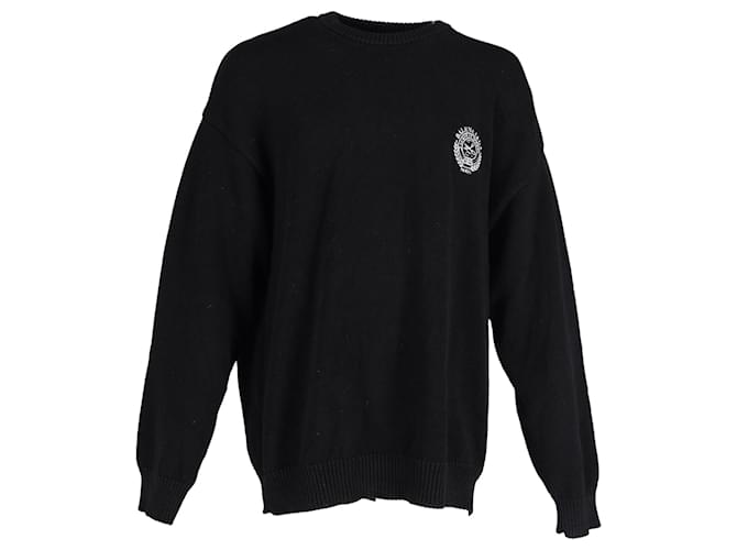 Everyday Balenciaga Chest Logo Crewneck Sweater in Black Cotton  ref.951688