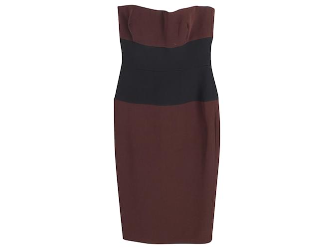 Victoria Beckham Strapless Panel Dress in Burgundy Silk Dark red  ref.951695