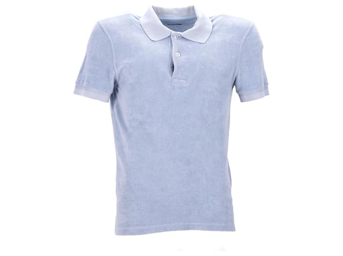 Tom Ford Toweling Polo Shirt in Light Blue Cotton  ref.951713