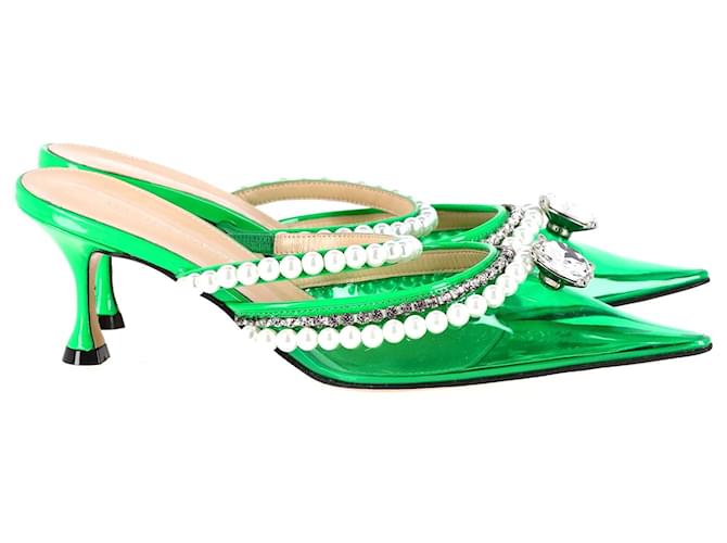 Mach & Mach Diamond & Pearls Pumps in Green Vinyl & Leather   Synthetic  ref.951762