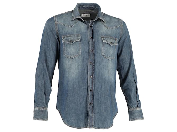 Camicia di jeans western Saint Laurent in cotone jeans  ref.951768