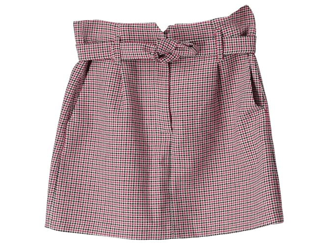 Maje Belted Houndstooth Mini Skirt in Pink Cotton  ref.951779