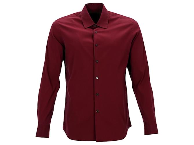 Camicia Prada classica con bottoni in cotone rosso  ref.951812