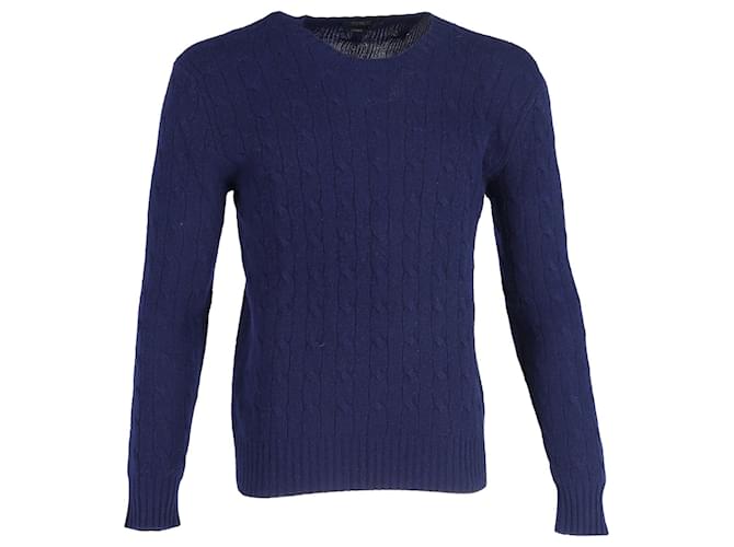 Polo Ralph Lauren Cable Knit Sweater in Navy Blue Cashmere Wool  ref.951827