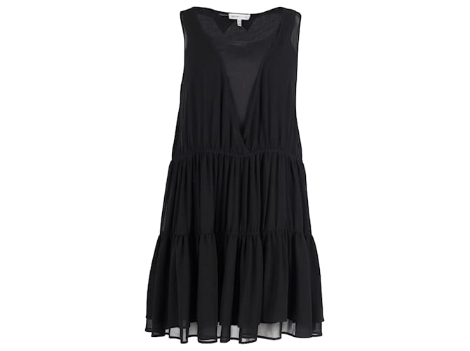 Chloé See By Chloe Sleeveless Tiered Mini Dress in Black Silk  ref.951841