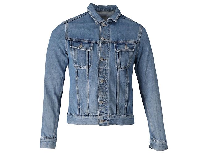 Sandro Paris Buttoned Denim Jacket in Blue Cotton