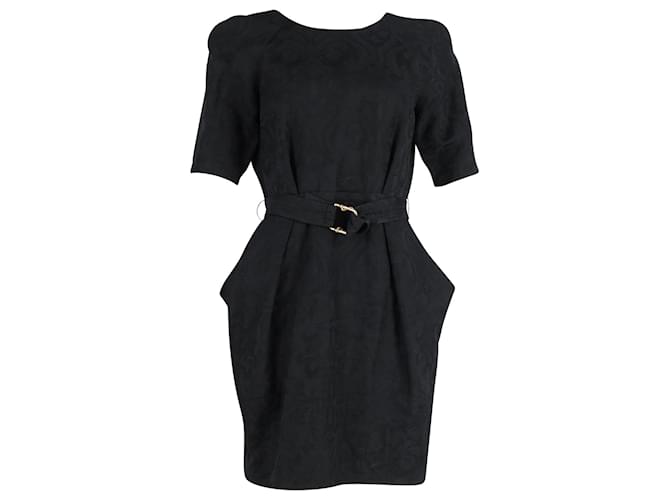 Stella Mc Cartney Stella Mccartney Belted Damask Mini Dress in Black Cotton   ref.951854