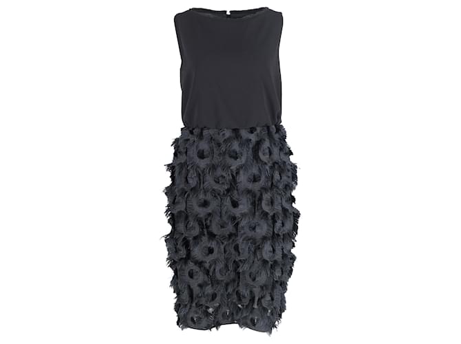 Max Mara Atelier Federverziertes Kleid aus schwarzem Triacetat Synthetisch  ref.951877