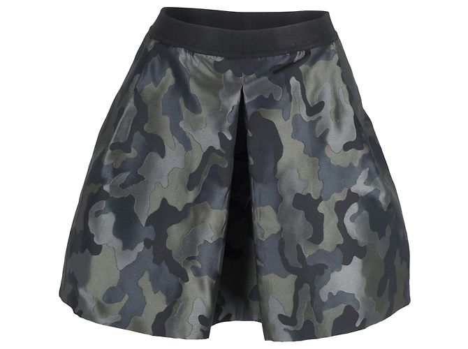 Pinko Camou Plissee-Minirock aus olivgrünem Polyester